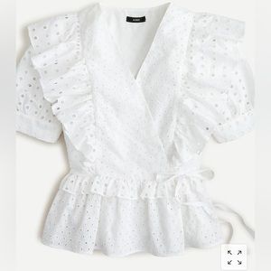 J.Crew Ruffle Eyelet Wrap Top. XS